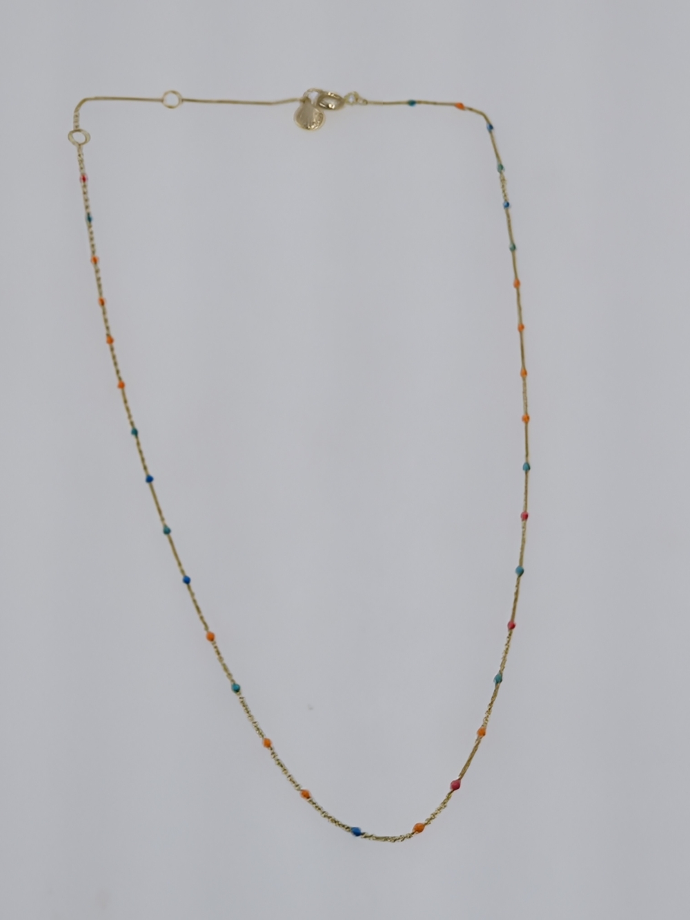 NWOT Gorjana 18K Gold Plated Rainbow Enamel Choker Necklace Bb33 - Picture 3 of 5
